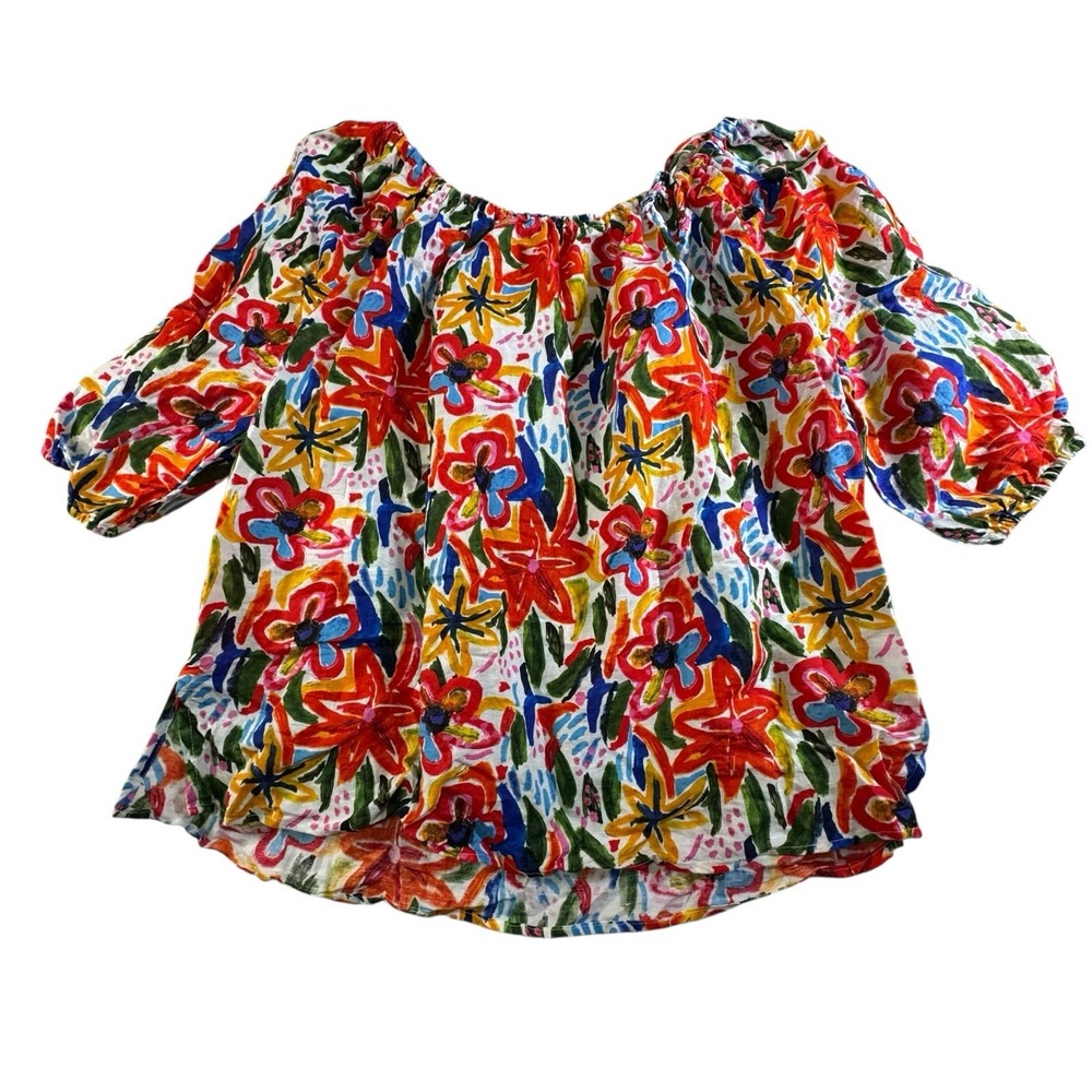 Linen Blend By Hester & Orchard Top Size 1X‎ Off The Shoulder Shirt Vacation